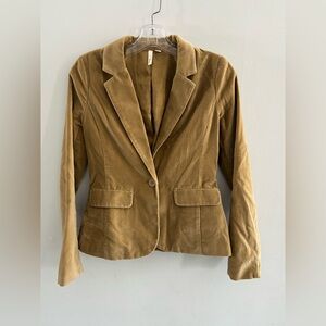 Frenchi Olive-Tan Velvet Blazer Jacket